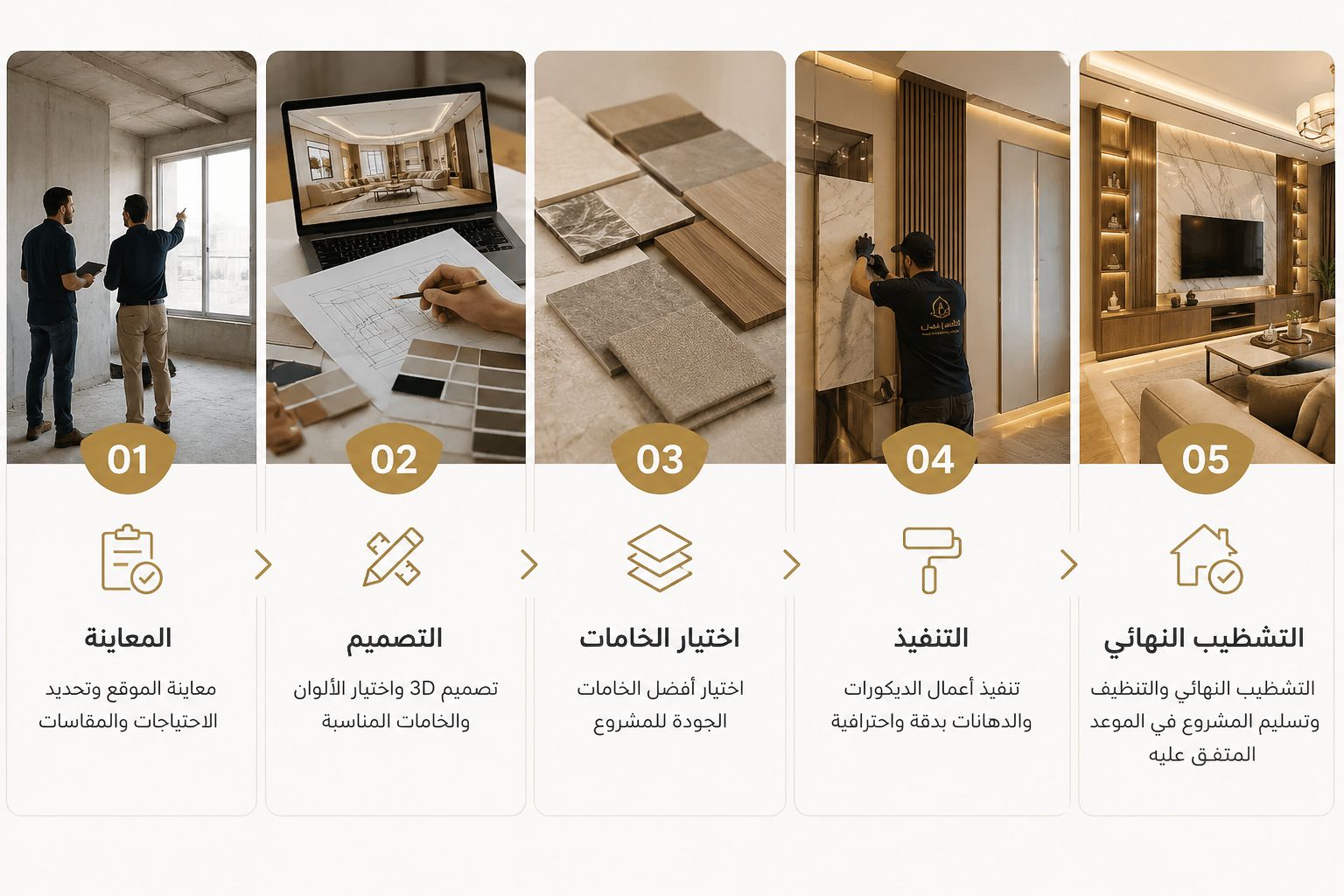 خطوات تنفيذ الديكورات في جدة